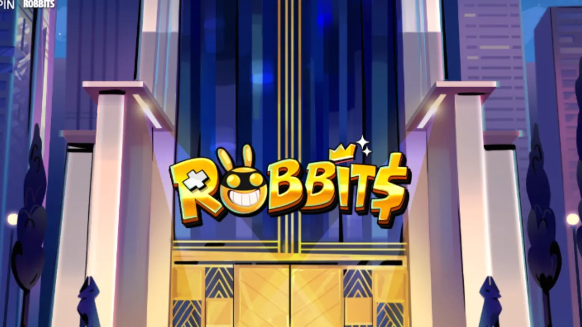 Robbits slot game interface featuring the animal heist crew